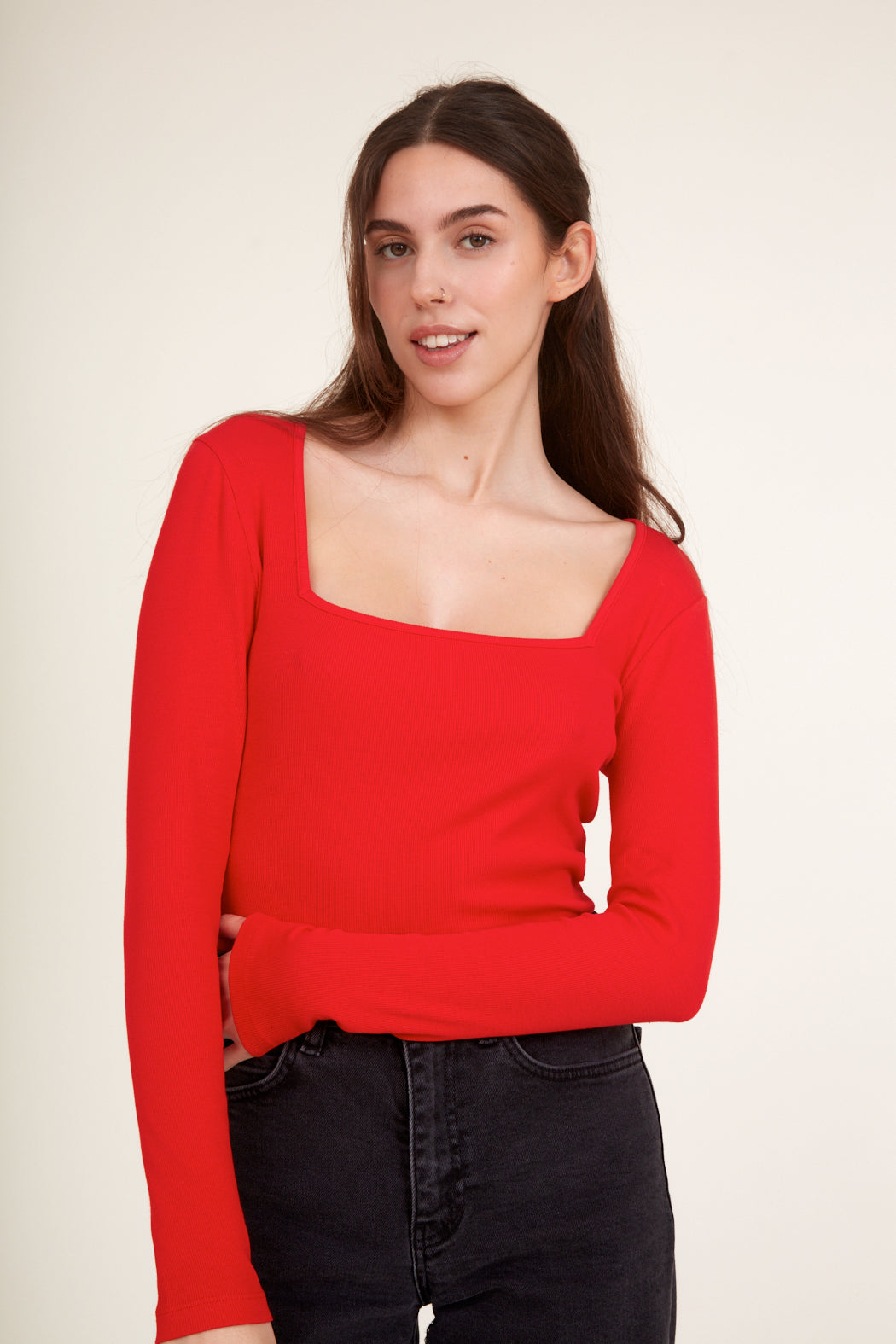 Basic Apparel Ludmilla Long T-shirts 278 High Risk Red